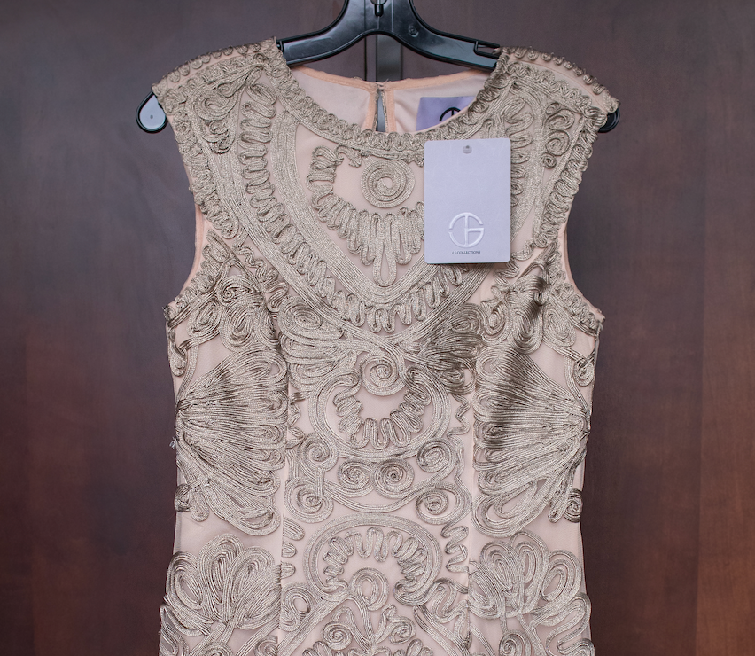 Beige Lace Mosaic Long Dress