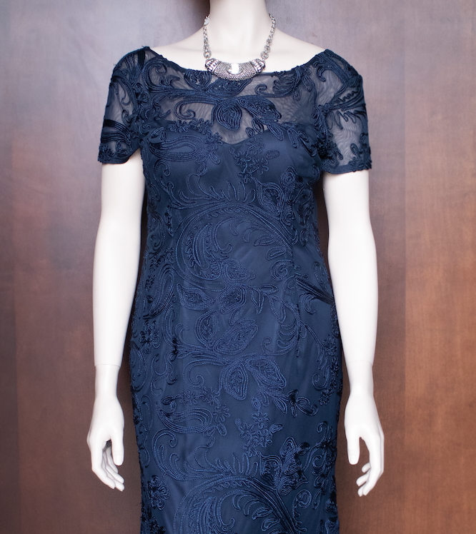 Navy Floral Mosaic Long Dress view 2