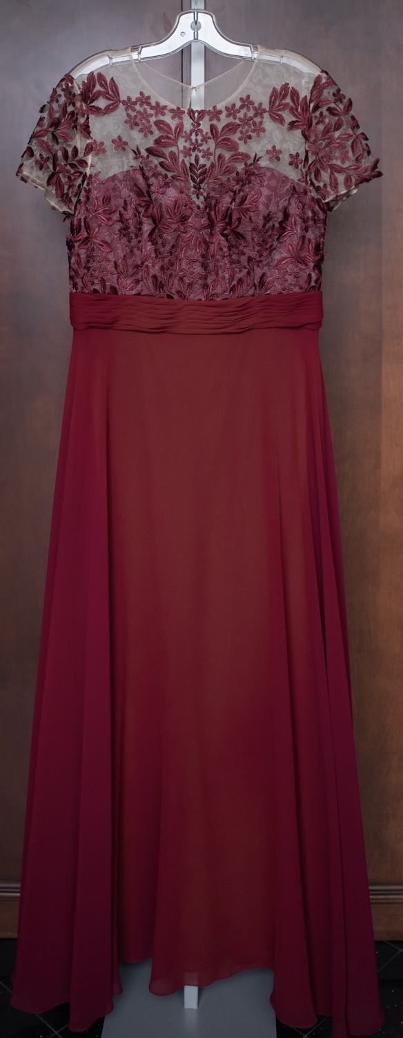 Red Floral Waist Cut Long Dress view 3